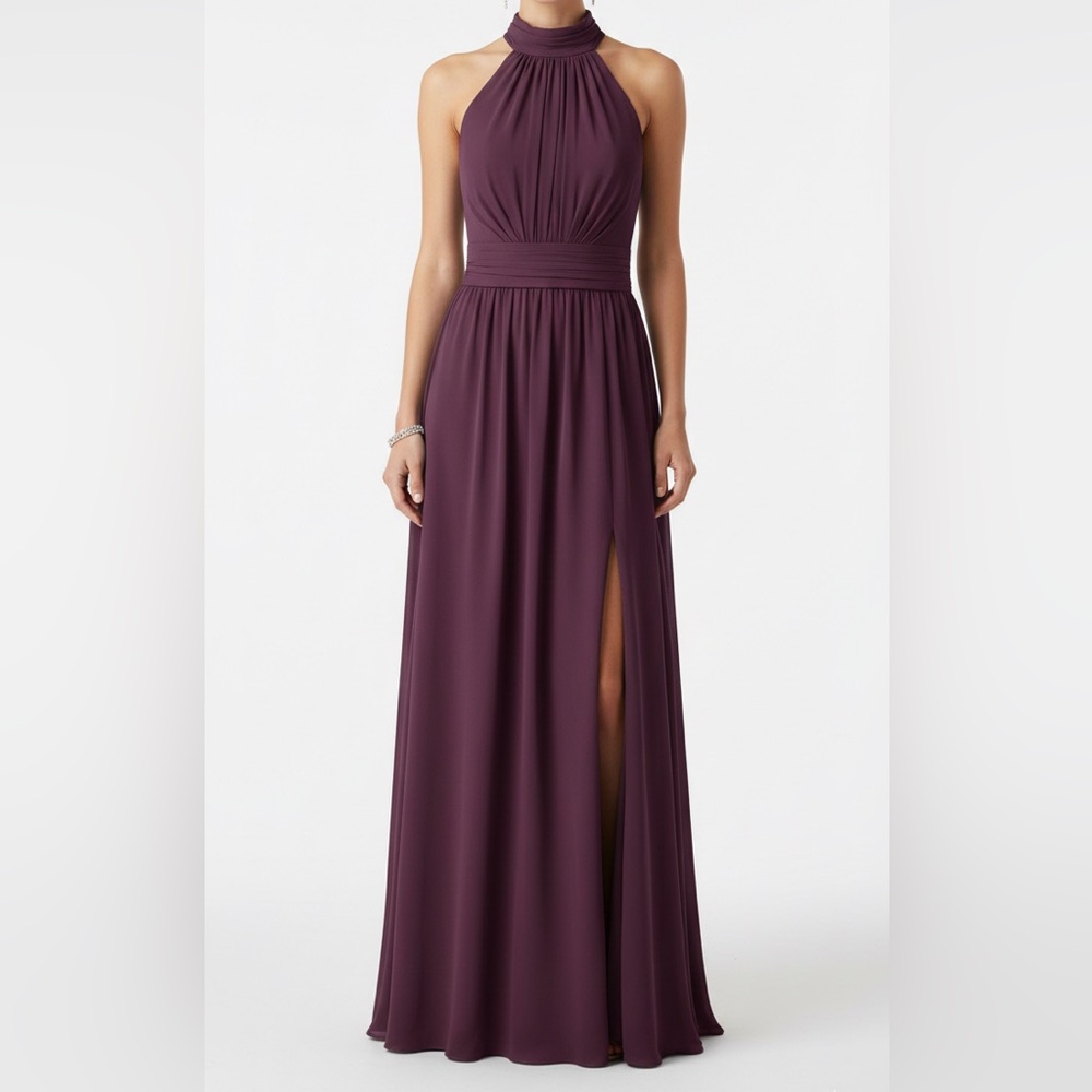 Azazie Plum Halter Maxi Dress